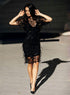 Black evening gown Short midi dress